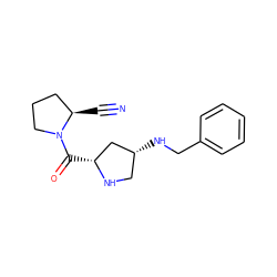 N#C[C@@H]1CCCN1C(=O)[C@@H]1C[C@H](NCc2ccccc2)CN1 ZINC000028520973