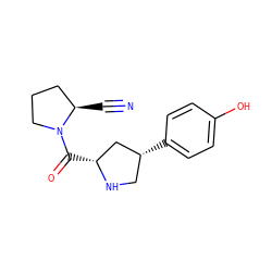 N#C[C@@H]1CCCN1C(=O)[C@@H]1C[C@H](c2ccc(O)cc2)CN1 ZINC000028714254