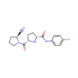 N#C[C@@H]1CCCN1C(=O)[C@@H]1CC[C@H](C(=O)Nc2ccc(Br)cc2)N1 ZINC000014947513