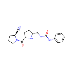 N#C[C@@H]1CCCN1C(=O)[C@@H]1CC[C@H](CNC(=O)Nc2ccccc2)N1 ZINC000014947517