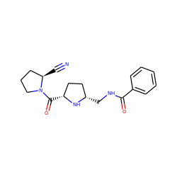 N#C[C@@H]1CCCN1C(=O)[C@@H]1CC[C@H](CNC(=O)c2ccccc2)N1 ZINC000014947515