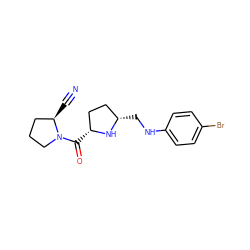 N#C[C@@H]1CCCN1C(=O)[C@@H]1CC[C@H](CNc2ccc(Br)cc2)N1 ZINC000014947526