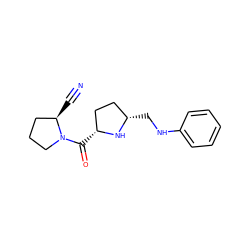 N#C[C@@H]1CCCN1C(=O)[C@@H]1CC[C@H](CNc2ccccc2)N1 ZINC000014947524