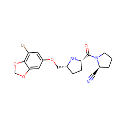 N#C[C@@H]1CCCN1C(=O)[C@@H]1CC[C@H](COc2cc(Br)c3c(c2)OCO3)N1 ZINC000036310842