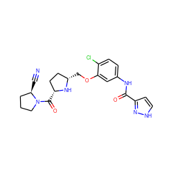 N#C[C@@H]1CCCN1C(=O)[C@@H]1CC[C@H](COc2cc(NC(=O)c3cc[nH]n3)ccc2Cl)N1 ZINC000014947606