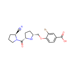 N#C[C@@H]1CCCN1C(=O)[C@@H]1CC[C@H](COc2ccc(C(=O)O)cc2Br)N1 ZINC000014947582