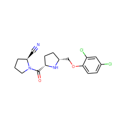 N#C[C@@H]1CCCN1C(=O)[C@@H]1CC[C@H](COc2ccc(Cl)cc2Cl)N1 ZINC000014947554