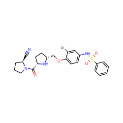 N#C[C@@H]1CCCN1C(=O)[C@@H]1CC[C@H](COc2ccc(NS(=O)(=O)c3ccccc3)cc2Br)N1 ZINC000014947604