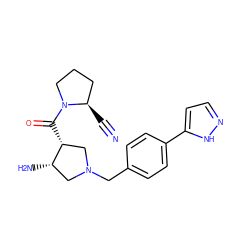 N#C[C@@H]1CCCN1C(=O)[C@@H]1CN(Cc2ccc(-c3ccn[nH]3)cc2)C[C@@H]1N ZINC000028955106