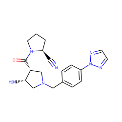 N#C[C@@H]1CCCN1C(=O)[C@@H]1CN(Cc2ccc(-n3nccn3)cc2)C[C@@H]1N ZINC000028955101