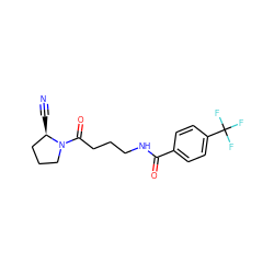 N#C[C@@H]1CCCN1C(=O)CCCNC(=O)c1ccc(C(F)(F)F)cc1 ZINC000084738761