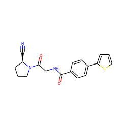 N#C[C@@H]1CCCN1C(=O)CNC(=O)c1ccc(-c2cccs2)cc1 ZINC000084602460