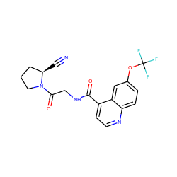 N#C[C@@H]1CCCN1C(=O)CNC(=O)c1ccnc2ccc(OC(F)(F)F)cc12 ZINC000096270277