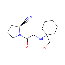 N#C[C@@H]1CCCN1C(=O)CNC1(CO)CCCCC1 ZINC000013522848