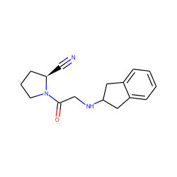 N#C[C@@H]1CCCN1C(=O)CNC1Cc2ccccc2C1 ZINC000013522946