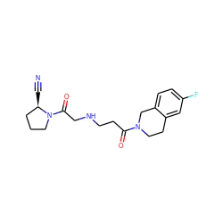 N#C[C@@H]1CCCN1C(=O)CNCCC(=O)N1CCc2cc(F)ccc2C1 ZINC000013679143