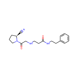 N#C[C@@H]1CCCN1C(=O)CNCCC(=O)NCCc1ccccc1 ZINC000013679177