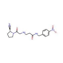 N#C[C@@H]1CCCN1C(=O)CNCCC(=O)NCc1ccc([N+](=O)[O-])cc1 ZINC000013679160