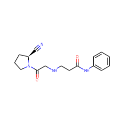 N#C[C@@H]1CCCN1C(=O)CNCCC(=O)Nc1ccccc1 ZINC000013679179