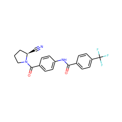 N#C[C@@H]1CCCN1C(=O)c1ccc(NC(=O)c2ccc(C(F)(F)F)cc2)cc1 ZINC000084741191