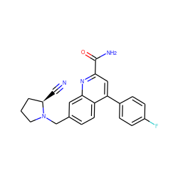 N#C[C@@H]1CCCN1Cc1ccc2c(-c3ccc(F)cc3)cc(C(N)=O)nc2c1 ZINC000221601016