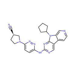 N#C[C@@H]1CCN(c2ccc(Nc3ncc4c5ccncc5n(C5CCCC5)c4n3)nn2)C1 ZINC000169706706