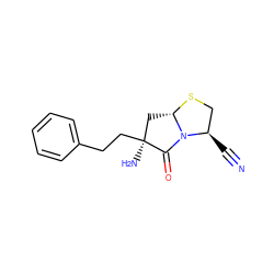 N#C[C@@H]1CS[C@H]2C[C@](N)(CCc3ccccc3)C(=O)N21 ZINC000035812367