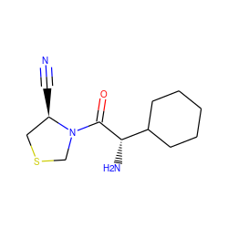 N#C[C@@H]1CSCN1C(=O)[C@@H](N)C1CCCCC1 ZINC000026664146