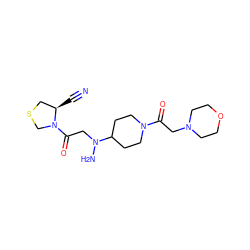 N#C[C@@H]1CSCN1C(=O)CN(N)C1CCN(C(=O)CN2CCOCC2)CC1 ZINC000038915767