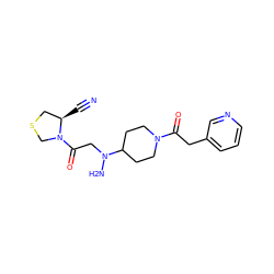 N#C[C@@H]1CSCN1C(=O)CN(N)C1CCN(C(=O)Cc2cccnc2)CC1 ZINC000048998439