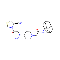 N#C[C@@H]1CSCN1C(=O)CN(N)C1CCN(CC(=O)NC23CC4CC(CC(C4)C2)C3)CC1 ZINC000049033409