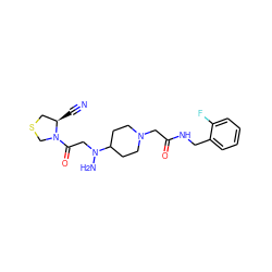 N#C[C@@H]1CSCN1C(=O)CN(N)C1CCN(CC(=O)NCc2ccccc2F)CC1 ZINC000049033383