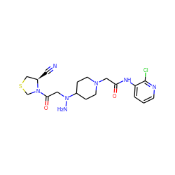 N#C[C@@H]1CSCN1C(=O)CN(N)C1CCN(CC(=O)Nc2cccnc2Cl)CC1 ZINC000049018233