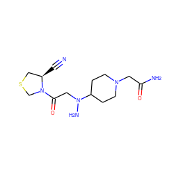 N#C[C@@H]1CSCN1C(=O)CN(N)C1CCN(CC(N)=O)CC1 ZINC000049033725