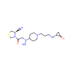 N#C[C@@H]1CSCN1C(=O)CN(N)C1CCN(CCCN[C@@H]2CC2=O)CC1 ZINC000096315963