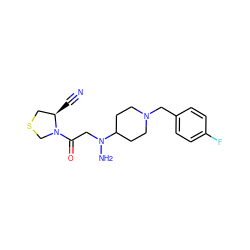 N#C[C@@H]1CSCN1C(=O)CN(N)C1CCN(Cc2ccc(F)cc2)CC1 ZINC000049088507