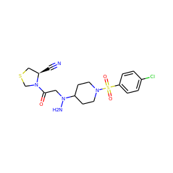 N#C[C@@H]1CSCN1C(=O)CN(N)C1CCN(S(=O)(=O)c2ccc(Cl)cc2)CC1 ZINC000049112410