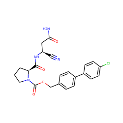 N#C[C@H](CC(N)=O)NC(=O)[C@@H]1CCCN1C(=O)OCc1ccc(-c2ccc(Cl)cc2)cc1 ZINC000169338846