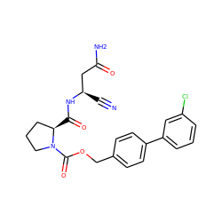 N#C[C@H](CC(N)=O)NC(=O)[C@@H]1CCCN1C(=O)OCc1ccc(-c2cccc(Cl)c2)cc1 ZINC000169338845