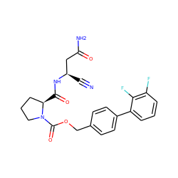 N#C[C@H](CC(N)=O)NC(=O)[C@@H]1CCCN1C(=O)OCc1ccc(-c2cccc(F)c2F)cc1 ZINC000169338840