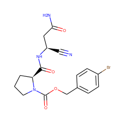 N#C[C@H](CC(N)=O)NC(=O)[C@@H]1CCCN1C(=O)OCc1ccc(Br)cc1 ZINC000169348302