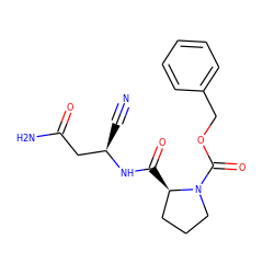 N#C[C@H](CC(N)=O)NC(=O)[C@@H]1CCCN1C(=O)OCc1ccccc1 ZINC000169338875