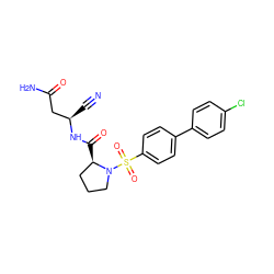 N#C[C@H](CC(N)=O)NC(=O)[C@@H]1CCCN1S(=O)(=O)c1ccc(-c2ccc(Cl)cc2)cc1 ZINC000653811001