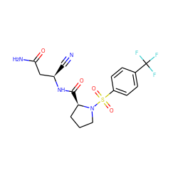 N#C[C@H](CC(N)=O)NC(=O)[C@@H]1CCCN1S(=O)(=O)c1ccc(C(F)(F)F)cc1 ZINC000653793158