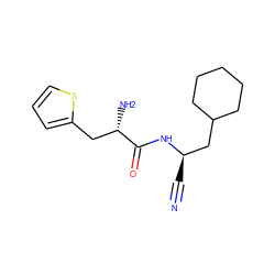 N#C[C@H](CC1CCCCC1)NC(=O)[C@@H](N)Cc1cccs1 ZINC000049034300