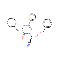 N#C[C@H](COCc1ccccc1)NC(=O)[C@H](CC1CCCCC1)NC(=O)c1cccs1 ZINC000013492545