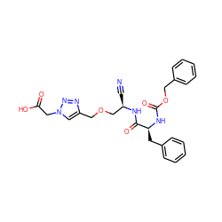 N#C[C@H](COCc1cn(CC(=O)O)nn1)NC(=O)[C@H](Cc1ccccc1)NC(=O)OCc1ccccc1 ZINC000653887985