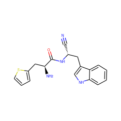 N#C[C@H](Cc1c[nH]c2ccccc12)NC(=O)[C@@H](N)Cc1cccs1 ZINC000049032922