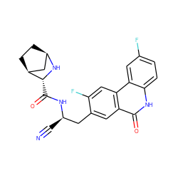 N#C[C@H](Cc1cc2c(=O)[nH]c3ccc(F)cc3c2cc1F)NC(=O)[C@H]1N[C@@H]2CC[C@H]1C2 ZINC000219325053