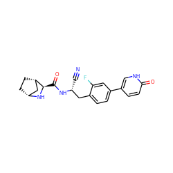 N#C[C@H](Cc1ccc(-c2ccc(=O)[nH]c2)cc1F)NC(=O)[C@H]1N[C@@H]2CC[C@H]1C2 ZINC000219323618